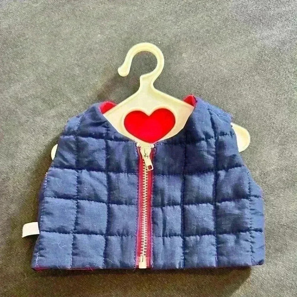 American Girl Doll Reversible Vest – Red & Navy Quilted Zip-Up - Picture 2 of 3